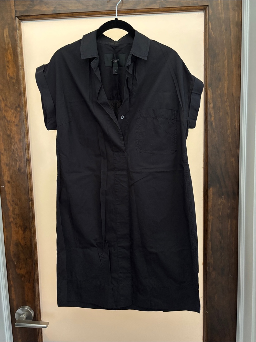 J. Crew Black Short-Sleeve Shirt Midi Dress